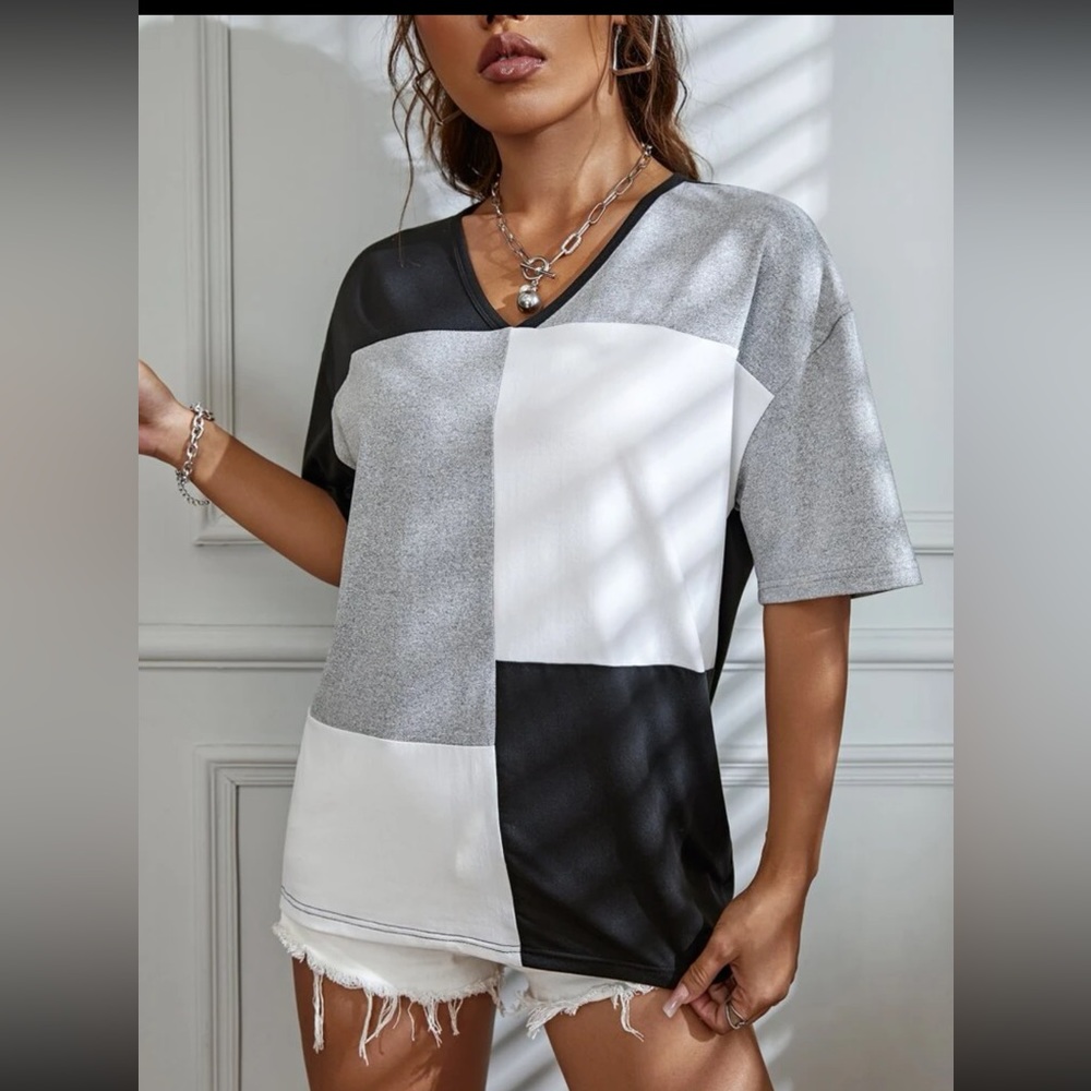 Drop Shoulder Colorblock Top - Picture 1 of 5